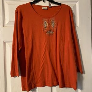 NWT Orange embroidered top